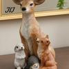Lebensechte Harz-Wildtierstatuen Waldhirsch Kleintierstatue, Elchfigur mit Kaninchen Igel Fuchs Figuren Igel, Wasserdicht für Außenbereich
