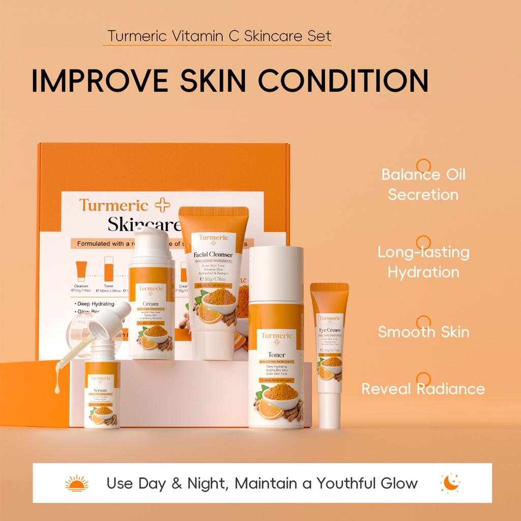 Skin Care Set Brightening Acne Reduction Skin Care Refreshing Water Lotion, Moisturizing Serum, Moisturizing Eye Cream,117ML