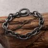 Vintage Men's Black Stainless Steel Link Chain Bracelets for Man 7.5" Barbell Shape Friendship Male Bracelets & Bangles Jewelry