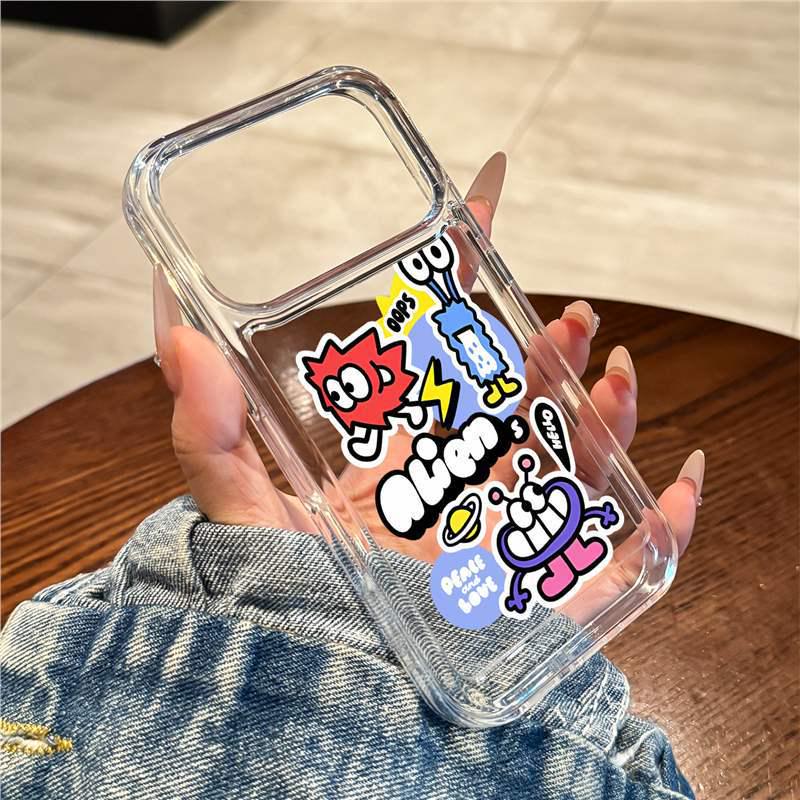 Elegant Cartoon Animal Sticker Phone Case for iPhone 17 Pro and 16 Pro