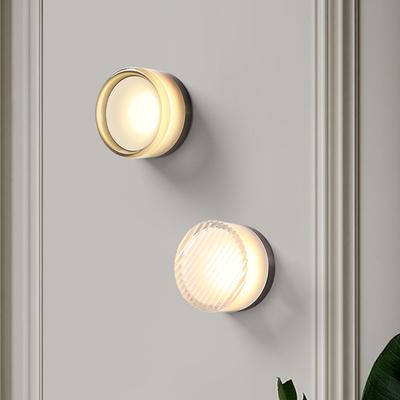 Nordic LED Wall Sconce Round Ripple Mirror Wall Lamps For Bedroom Aisle Living Room Bedside Decorative Light Fixtures Lustres