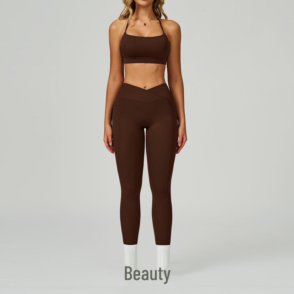 Women's Nude Feeling Yoga Set: High-Waist, Hollow-Back, Tummy Wrap, Tight-Fit for Running and Fitness