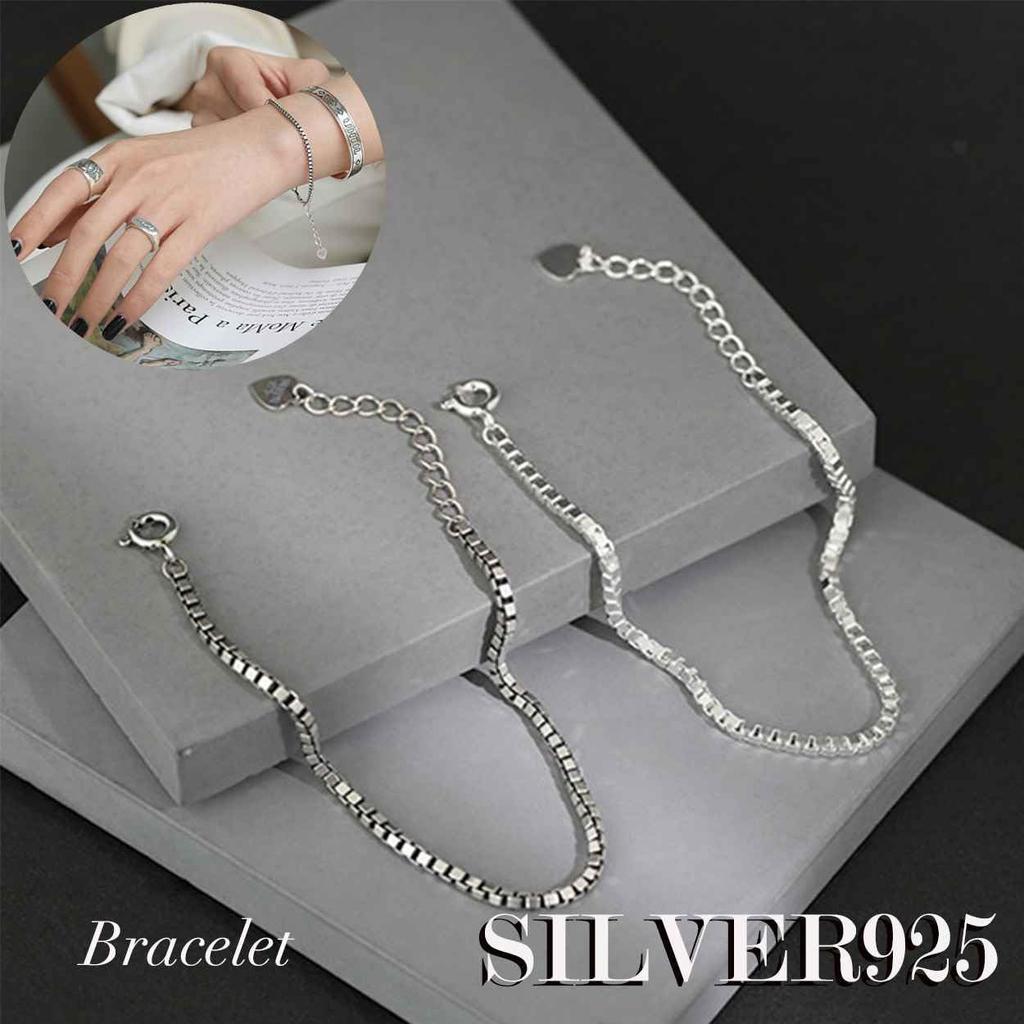 Genuine Matte Silver 925 Chain Bracelet for Men and with Brand Jewelry One Size Fits Women, Simple, Slim, Thin, Drawstring, Casual, Stylish, Cool,
