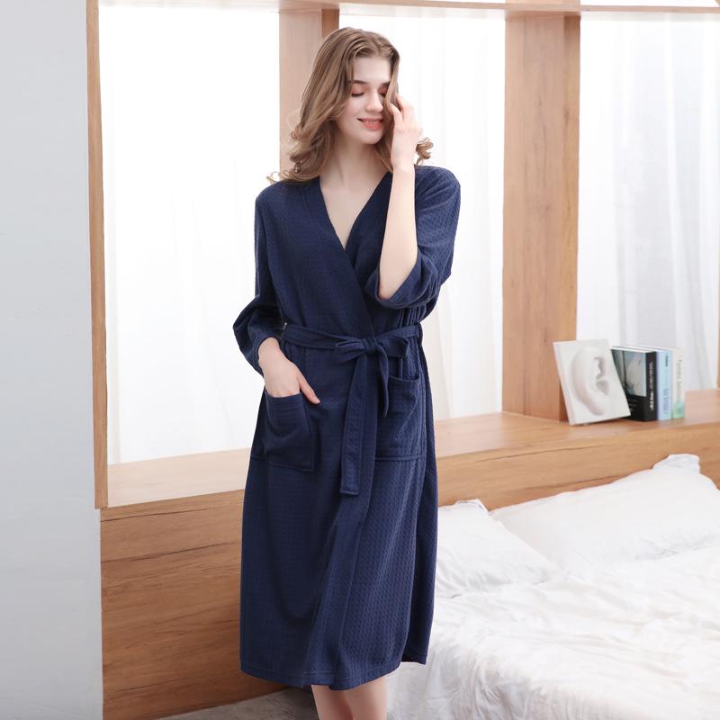 Unisex Quick-Dry Waffle Bathrobe - Lightweight, Absorbent, Ideal for Spa & Sauna