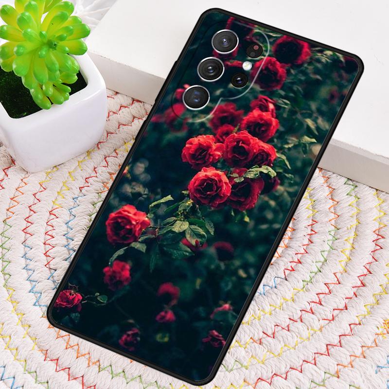 Red Rose TPU Phone Case For Samsung Galaxy note 10 pro S26 S25 S24 S23 S22 Ultra Plus S21 FE S20 Shockproof Cover