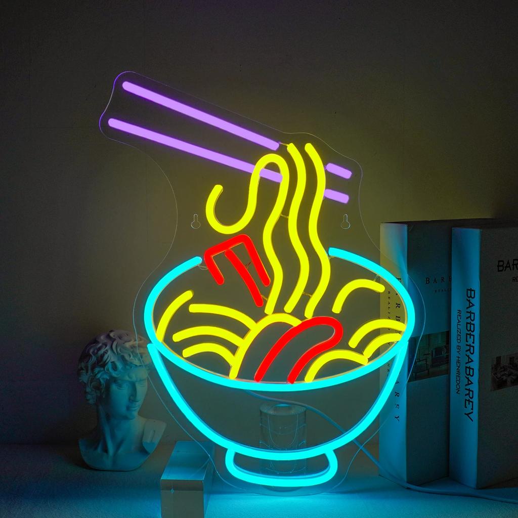 Ramen Neon Sign For Wall Decor Art Room Decoration For Kitchen Restaurant Business Shop LED Lights Noodle Bowl Light Up Signs
