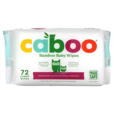 Baby Bamboo Wipes, Unscented, Jumbo Wipes, 72 Count