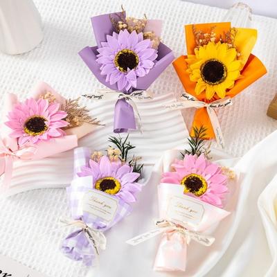 2 Bucăți Mini Buchet Floarea-Soarelui Flori Artificiale din Săpun Parfumat Cadouri pentru Ziua de Naștere Ziua Îndrăgostiților