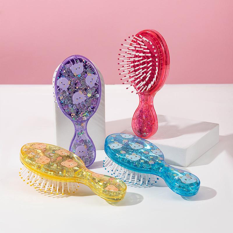 1Pcs Scalp Massage Air Cushion Sparkly Mini Compact Hair Comb For Kids Volume & Smoothness Portable Travel Hairbrush