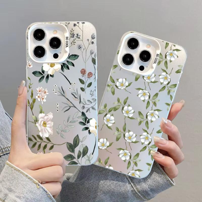 Fresh Small Flower Graphic Laser Phone Case For Samsung Galaxy S26 Ultra S23 S24 S25 S22 S21 S20 Plus FE A35 A54 A55 5G Cover