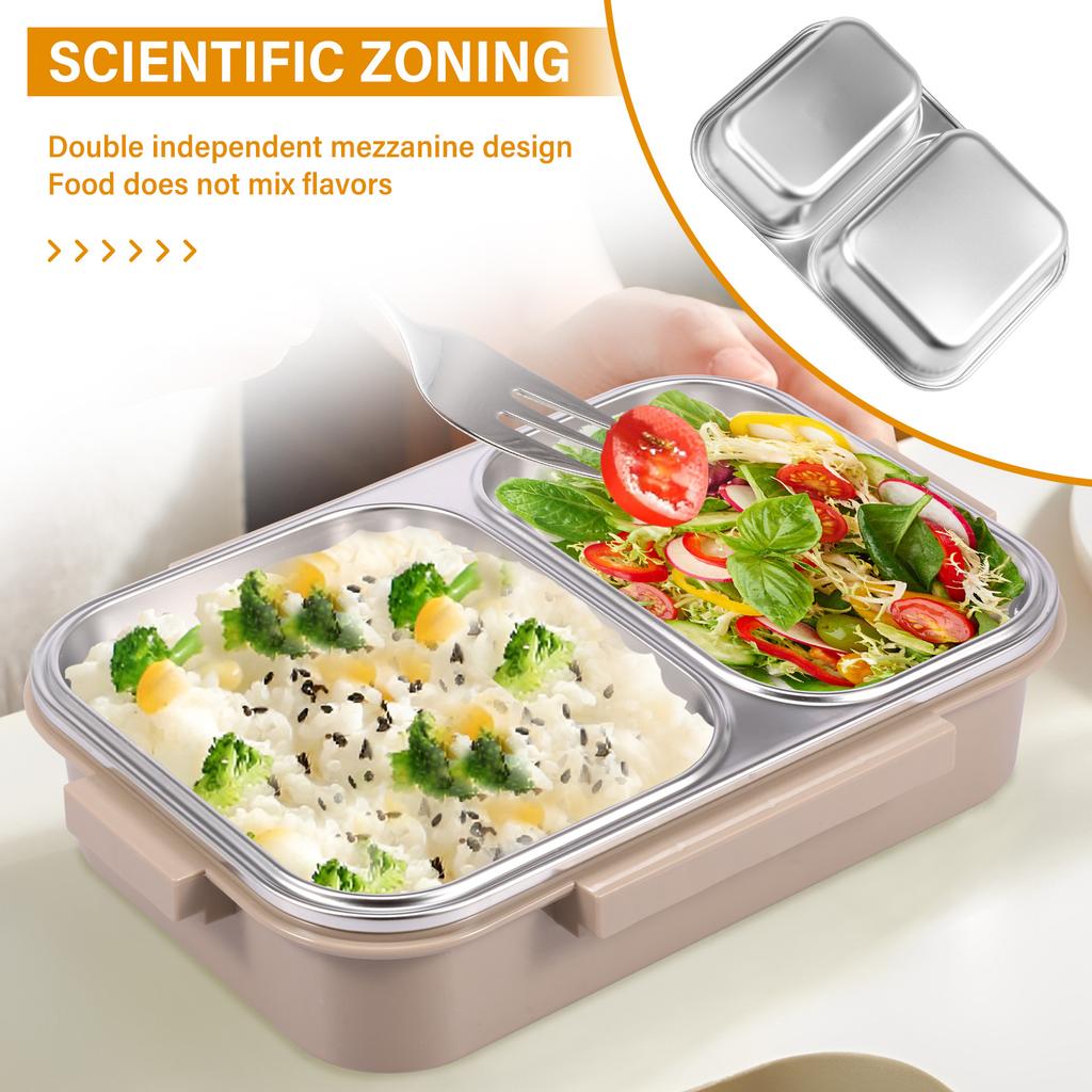 Lunch Box Stainless Steel Bento Box Food Storage Container Student Leakproof Sealed Meal Box for Office Work and School Camping