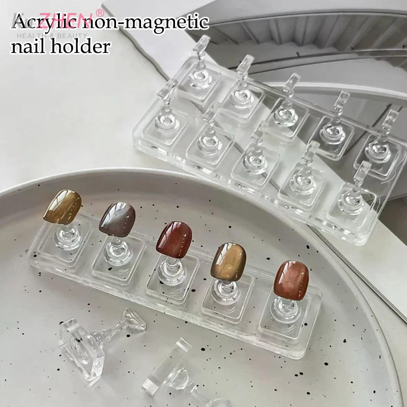 Non-Magnetic Nail Stand Acrylic Cartoon Bear Love Shape Nail Stand False For Cat Eye Gel Press On Nail Display Stand Tip Holder