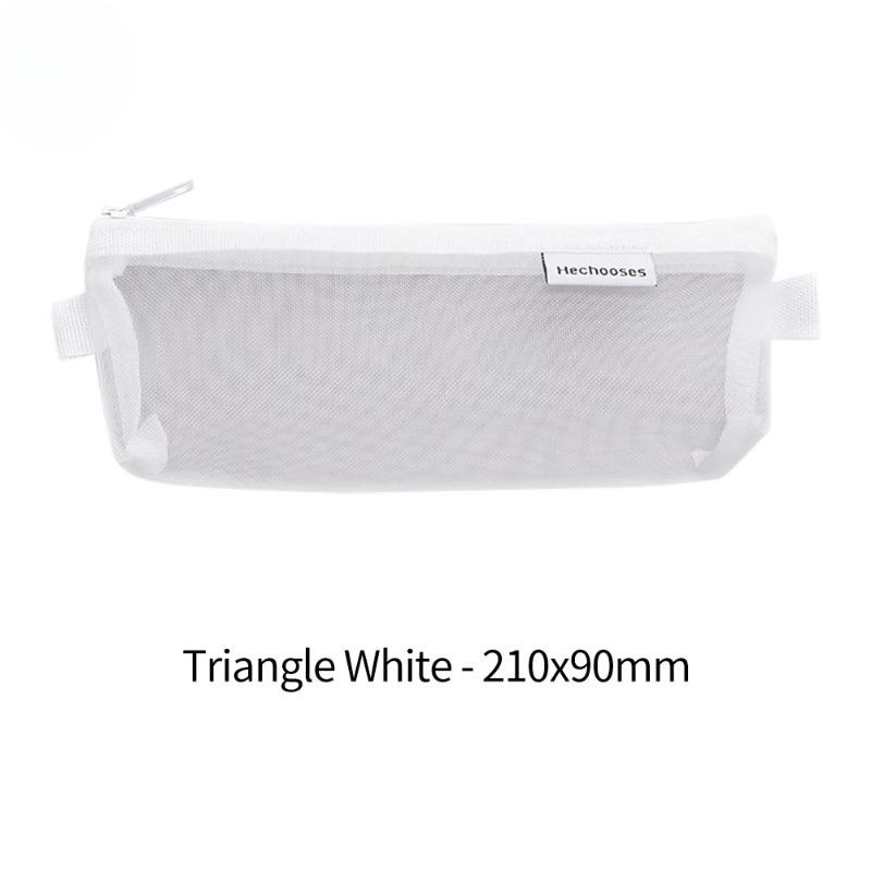 1 PCS Creative Mesh Transparent Cute Square Oval Portable Pen Pencil Pouch Bag School Office Supply Stationery Case Storage Bag