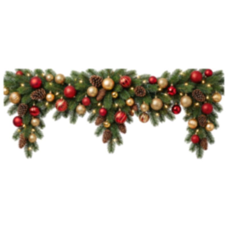 Christmas Garland Window Cling Static Window Sticker Pine Branch Ornament Glass Decal Removable Holiday Home Decoration