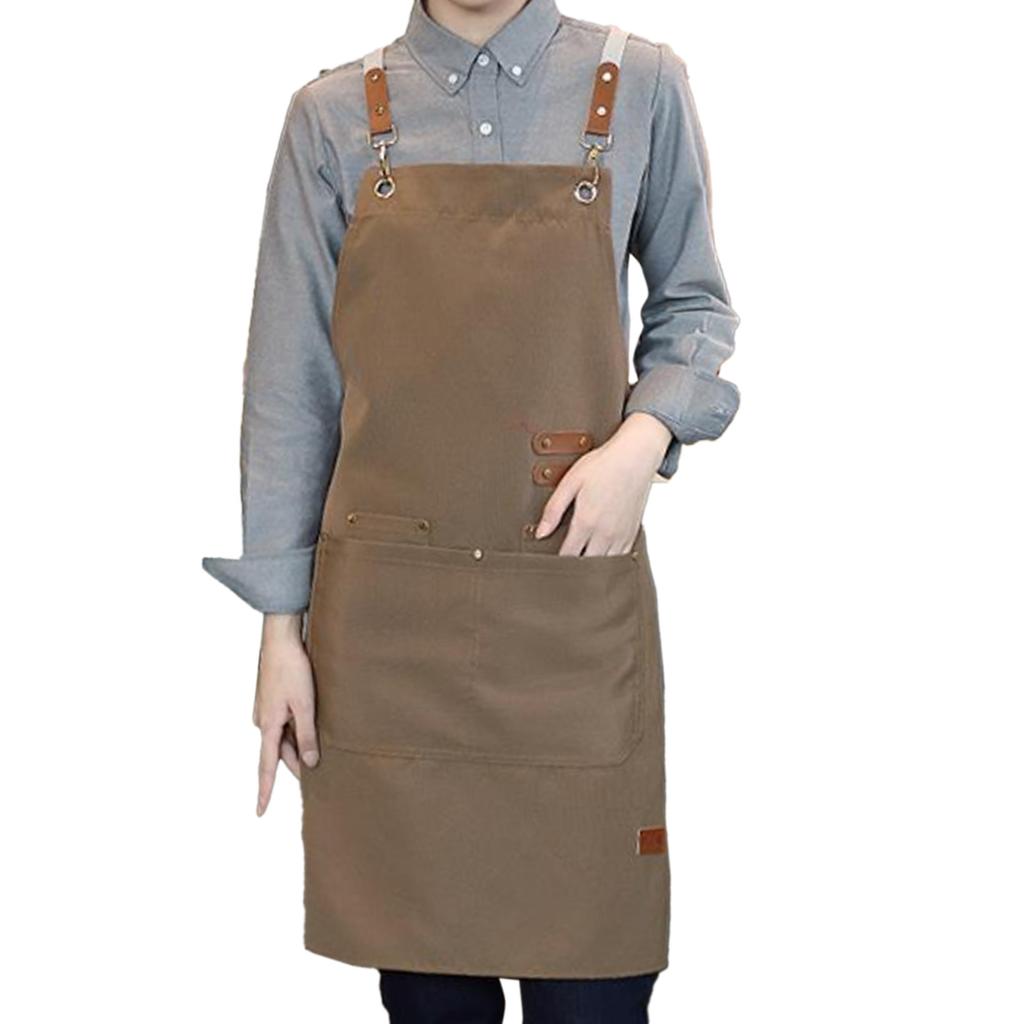 Canvas Apron Waterproof Adjustable Strap Stylish Comfortable Chef Apron for Coffee Nail Baking Shop