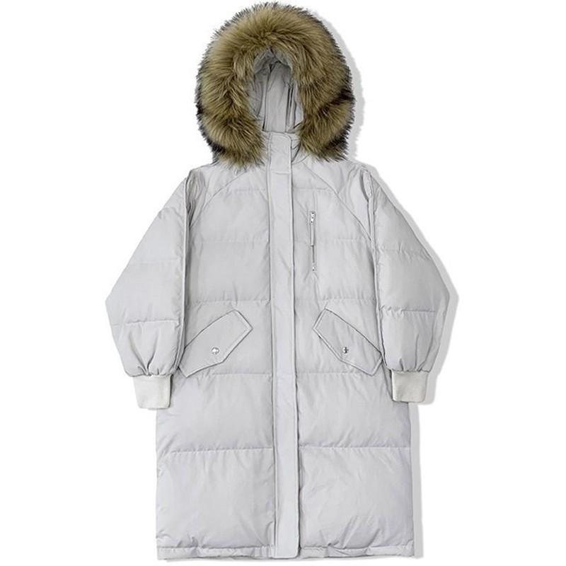 Womens Winter Puffer Coat 2026 Mid-Length Oversized Cotton-Padded Jacket With Detachable Faux Fur Hood