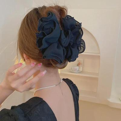 Large Elegant Mesh Flower Hair Clip - Korean Style Celebrity Top Accessory