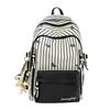 Striped Backpack with Horse Pattern and Front Pocket for School and Daily Use