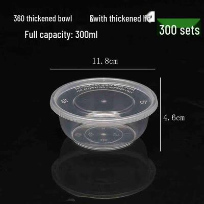 Chahua 300ml Food-Grade Disposable Plastic Bowls with Lids, 300 Sets