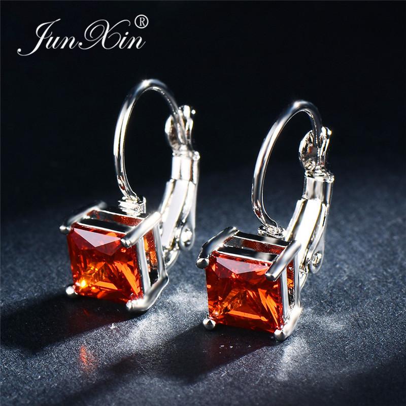 Cute Female Girls Pink Stone Earrings Fashion Color Big Hoop Earrings For Women Wedding Jewelry Accessories