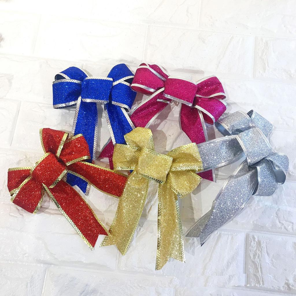 23CM Christmas Decoration Ribbon Bows Hanging Christmas Tree Pendant Ornament for Home Decor DIY New Year 2026 Gifts Accessories