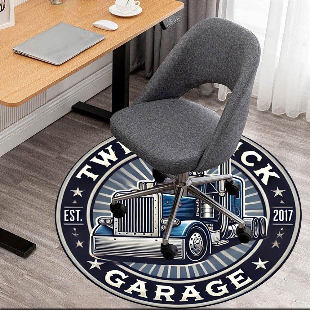 

Twinstack Garage: Classic Truck Emblem StickerRound Non-Slip chair mat chair carpet for office Rugs for Office Decor Gift For Valentine s Day Mother s 80cm by 80cm