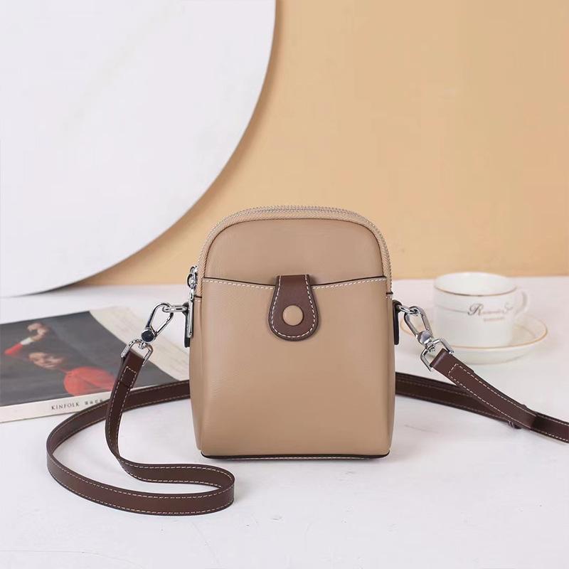 Genuine Leather Women's Bag Phone Bag 2025 New Trendy Mini Cowhide Crossbody Bag Fashion Vertical Single Shoulder Coin Small Bag