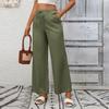 Women's Fashionable Color High Waist Casual Drawstring Pocket Loose Wide Leg Pants