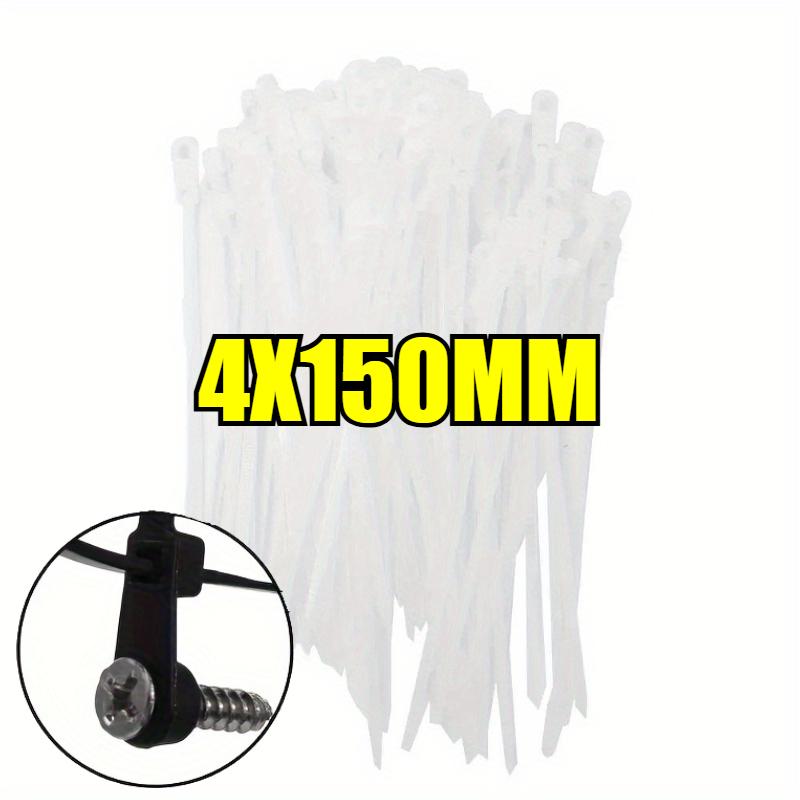 

100-500Pcs Screw Hole Cable Ties Nylon Self-Locking Loop 4x150MM Wrap Bundle Mount Organizer Fastening Straps Fasten Zip Tie 100 PCS білий