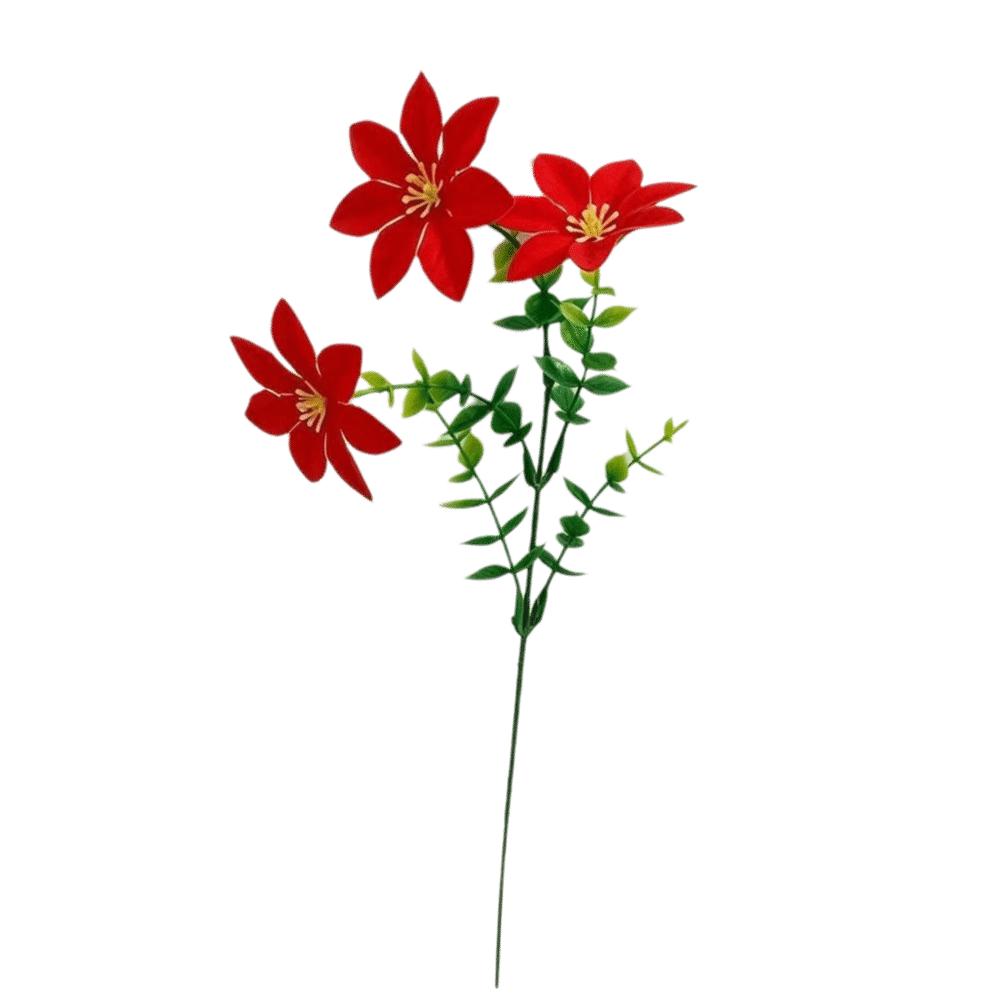 UV Resistant Artificial Poinsettia Bouquet 36cm Xmas Faux Poinsettia Fireplace