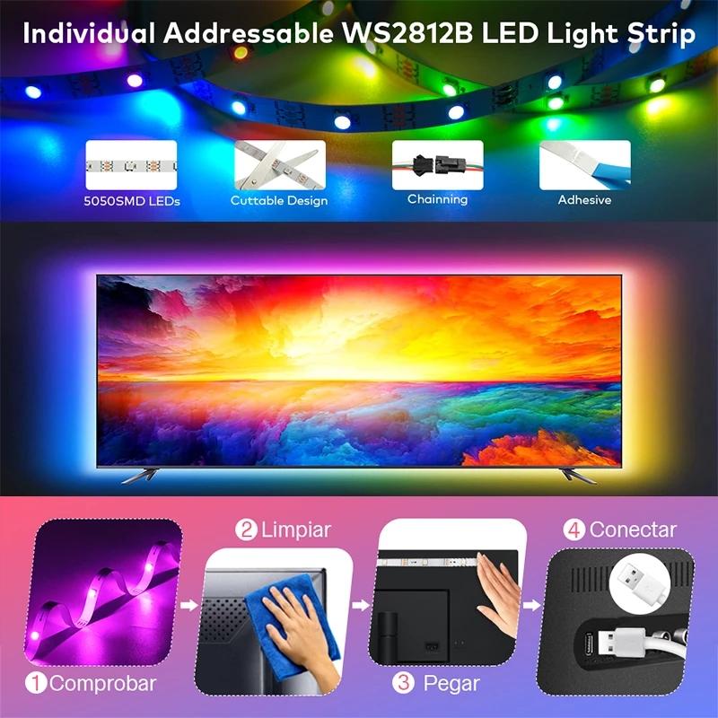 Striscia LED 15M 10M 5M RGB USB flessibile lampada nastro diodo 28350 5050RGB cavo Bluetooth controllo DC 5 V scrivania schermo TV illuminazione di sfondo