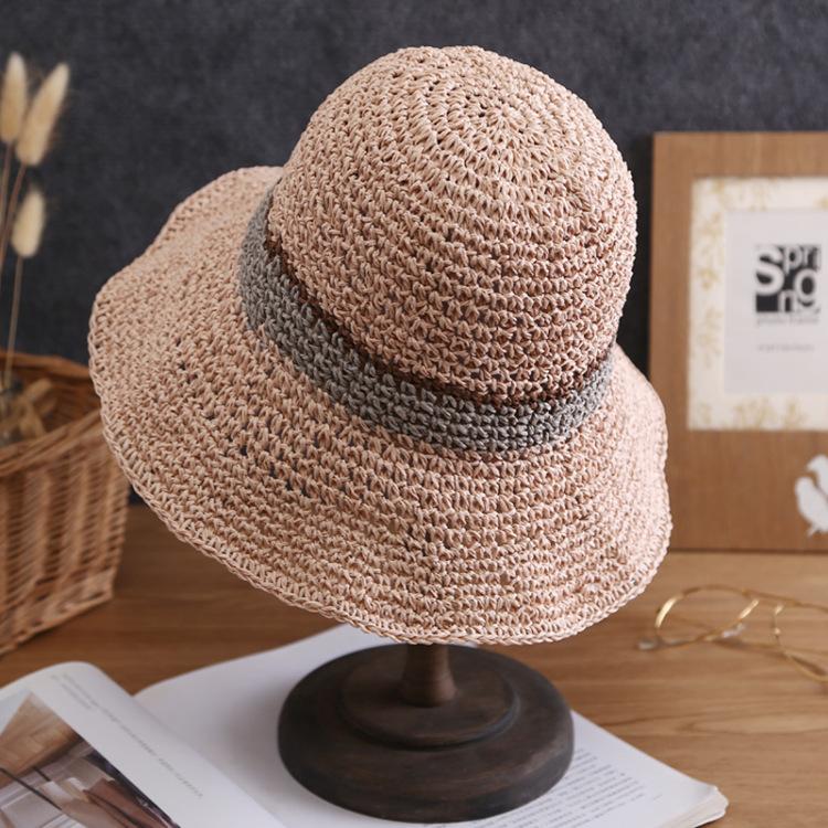Bucket Hat Flower Versatile Summer Hat Women Beach Outing Shading Sun Protection Straw Hat Woven Material