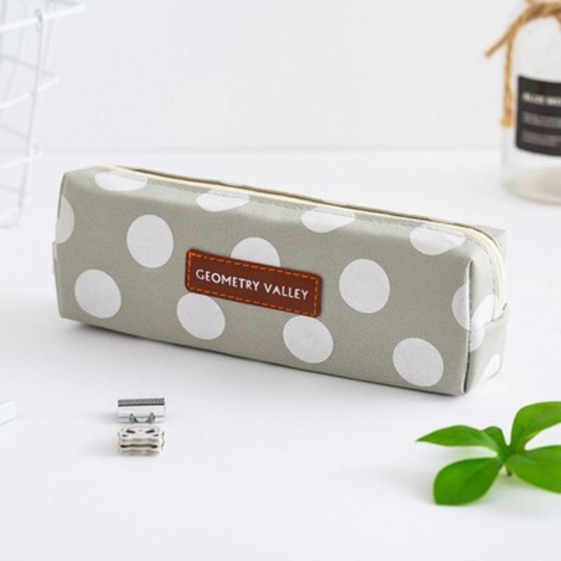 Canvas Pencil Case Aesthetic Geometric Pattern Smooth Sturdy Zipper Portable Large Capacity for Office Workers Stationery Organizer