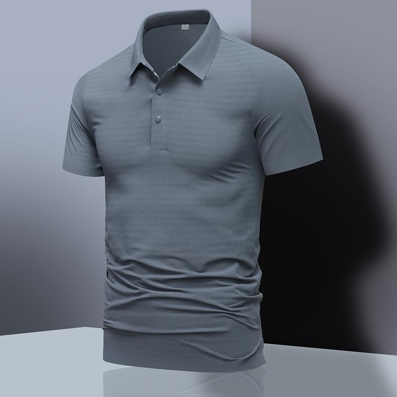 Solid Color Short Sleeved Polo Shirt Short Sleeved T-shirt for Men, Simple Business Casual Men, Lapel T-shirt