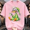 Cartoon Fun Duck Print Graphic Print T-shirt Women Fashionable Comfortable Breathable Soft Casual Sports Short Sleeve Cotton T-shirt