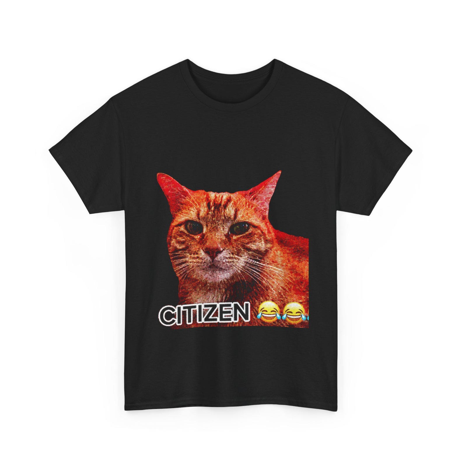 Citizen Cat Tee | funny orange tabby meme, emoji text S