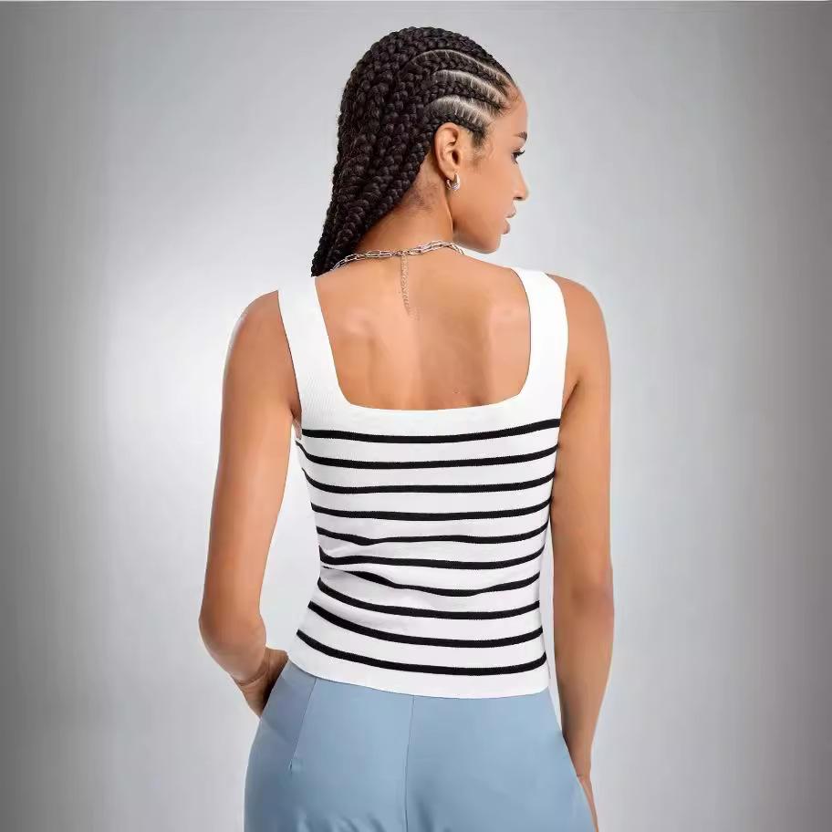 YYFS Women's Fashion Casual Summer Spring Stripe Print Sleeveless Suspenders Blouses & Shirts