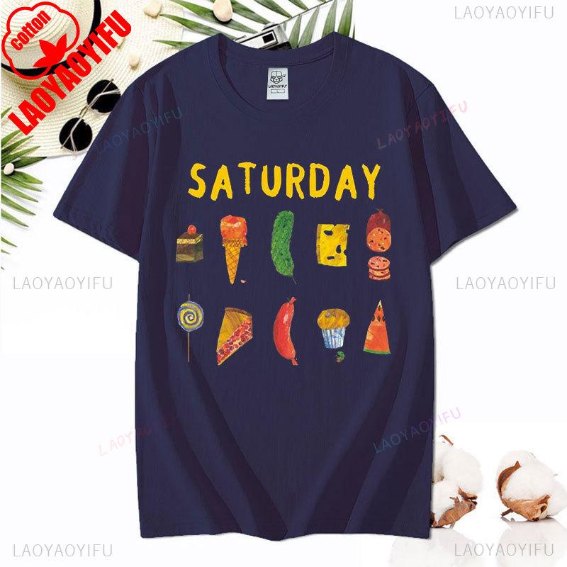 Tričko Unisex Hladová housenka Vtipné Tričko s potiskem pro milovníky knih Hladová housenka Ovoce Tričko Topy