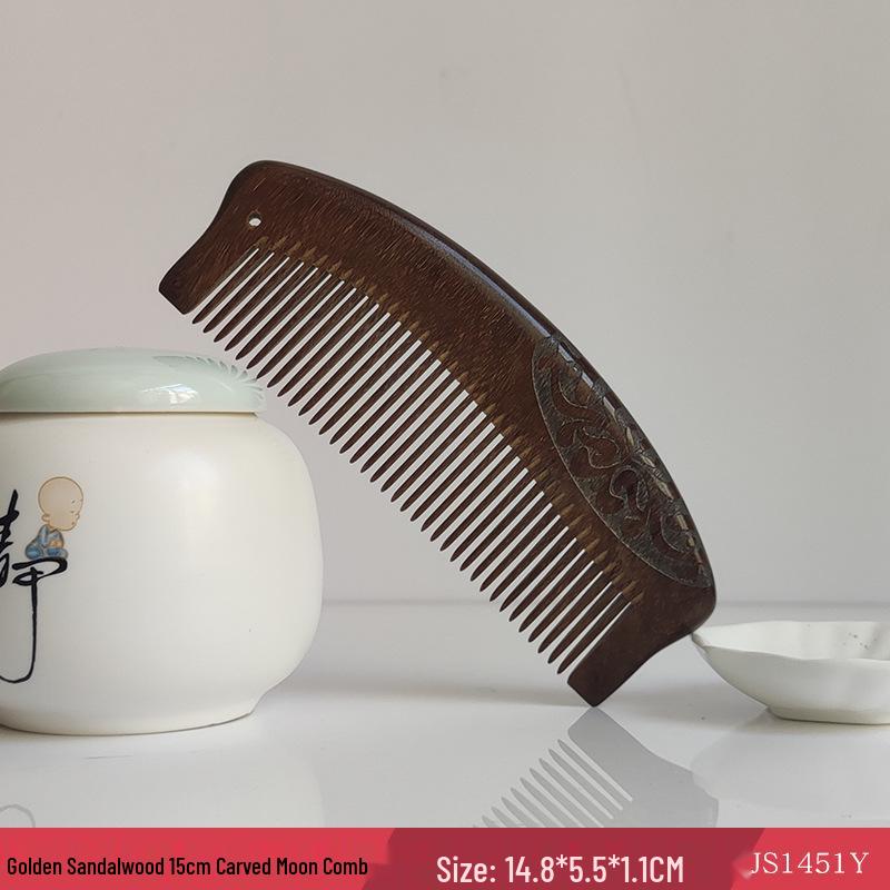 Goldenes Sandelholz Antistatischer Kopfhautmassagekamm für glattes Haar - Unisex