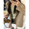 Chic Khaki Suit Coat for Women In Autumn Loose Fit Short Stature Western Style Jacket