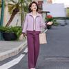 Spring Casual Jacket & Pants Set - Stylish Plus-Size Sportswear for Middle-Aged & Elderly Women