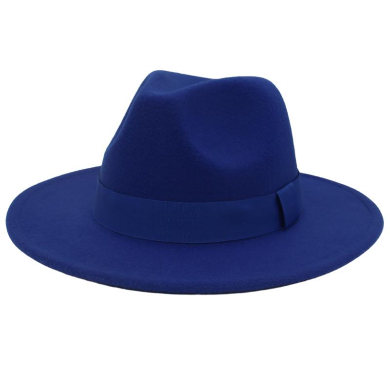 British Jazz Hat Big Eave Hat Square Ribbon French Top Hat Men'S And Women'S Cashmere Felt Hat