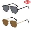 1/2pcs Vintage Metal Double Bridges Square Women Luxury Driving Sunglasses Shades UV400 Men Gradient Lens Sun Glasses UV400
