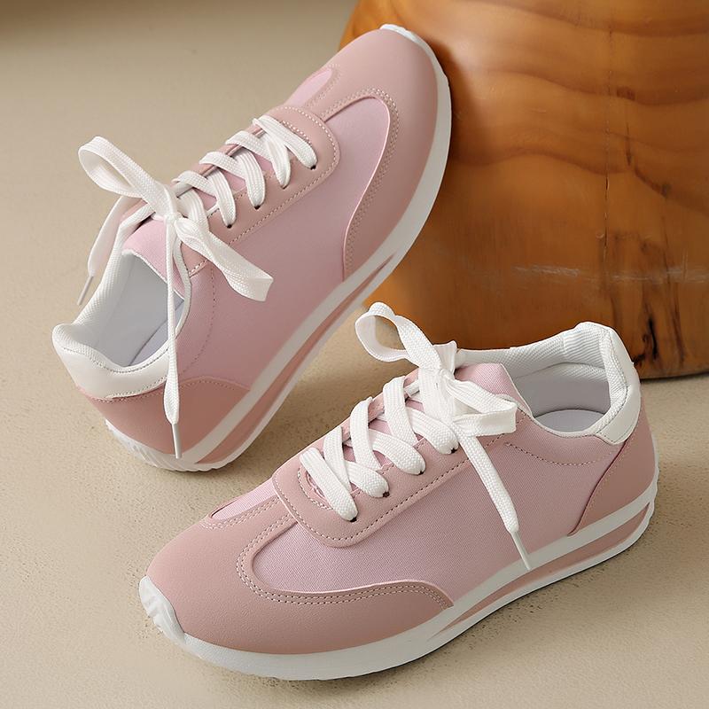 Fashion Speing Autumn Lace Up Pink Sneakers Women Comfort Patchwork Platform Sports Shoes Woman Lightweight Plus Size Soft Sole Flats 43