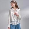 A02 French-Style Lace Trimmed Collared Blouse
