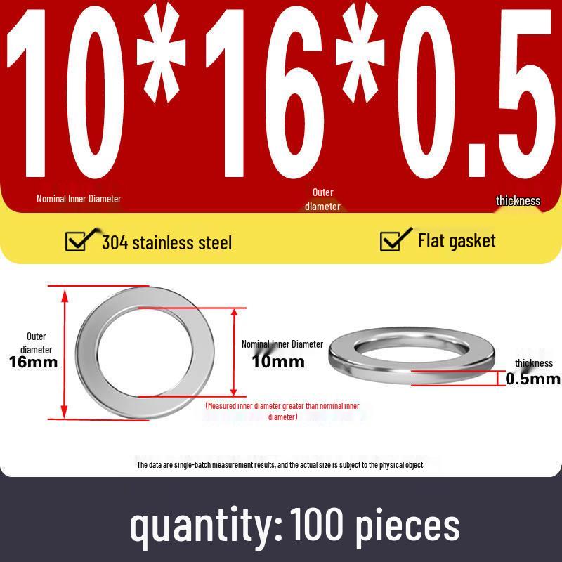 Plochá podložka z nerezové oceli 304 pro nastavení vůle hřídele (0,1/0,2/0,3 mm)