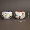 Set of 2 Mosaic Glass Flower Decorative Tea Light Candle Holders | Tea Light Holders