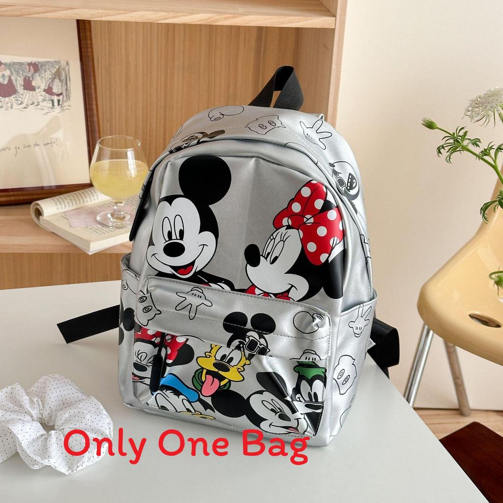 Mickey Mouse Kids Backpack Cartoon Print Breathable Pu Kindergarten School Bag For Children