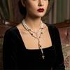 Alloy Imitation Pearls Crosses Necklace Skin Friendly Designs French Vintage for Comfortable All Day Wear