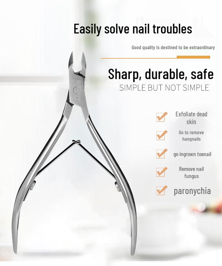 D07 Stainless Steel Cuticle Scissors & Nail Clippers Set - Oblique Mouth for Salon-Quality Nail Care